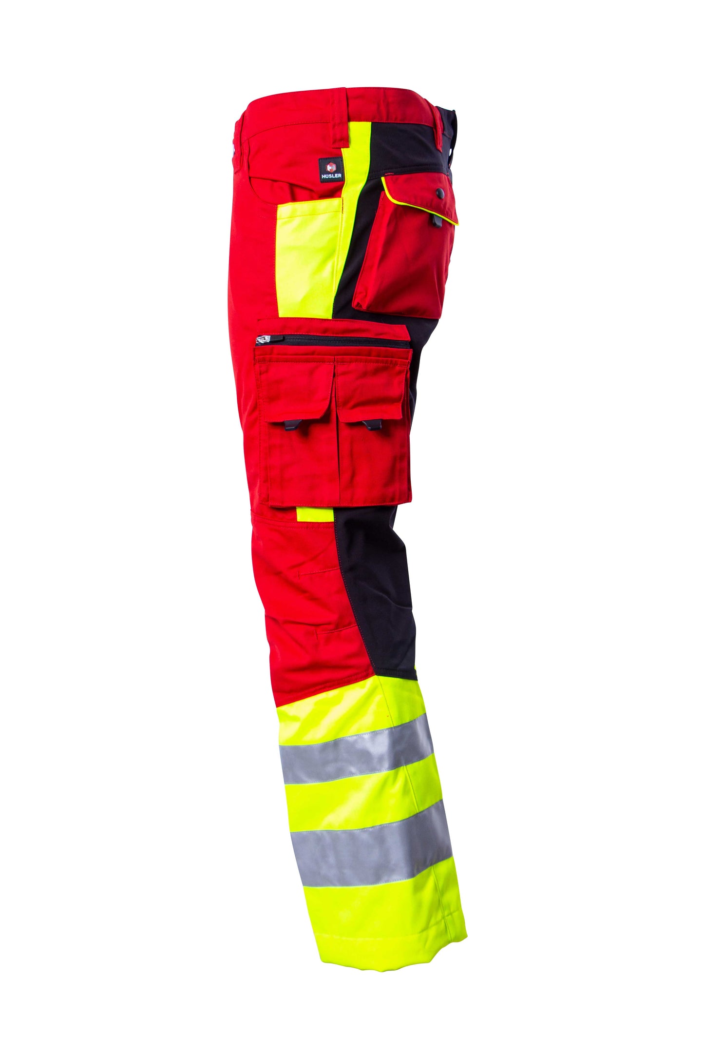 Hüsler Einsatzhose Rettungsdienst, rot/leuchtgelb/schwarz, Membrane im Knie
