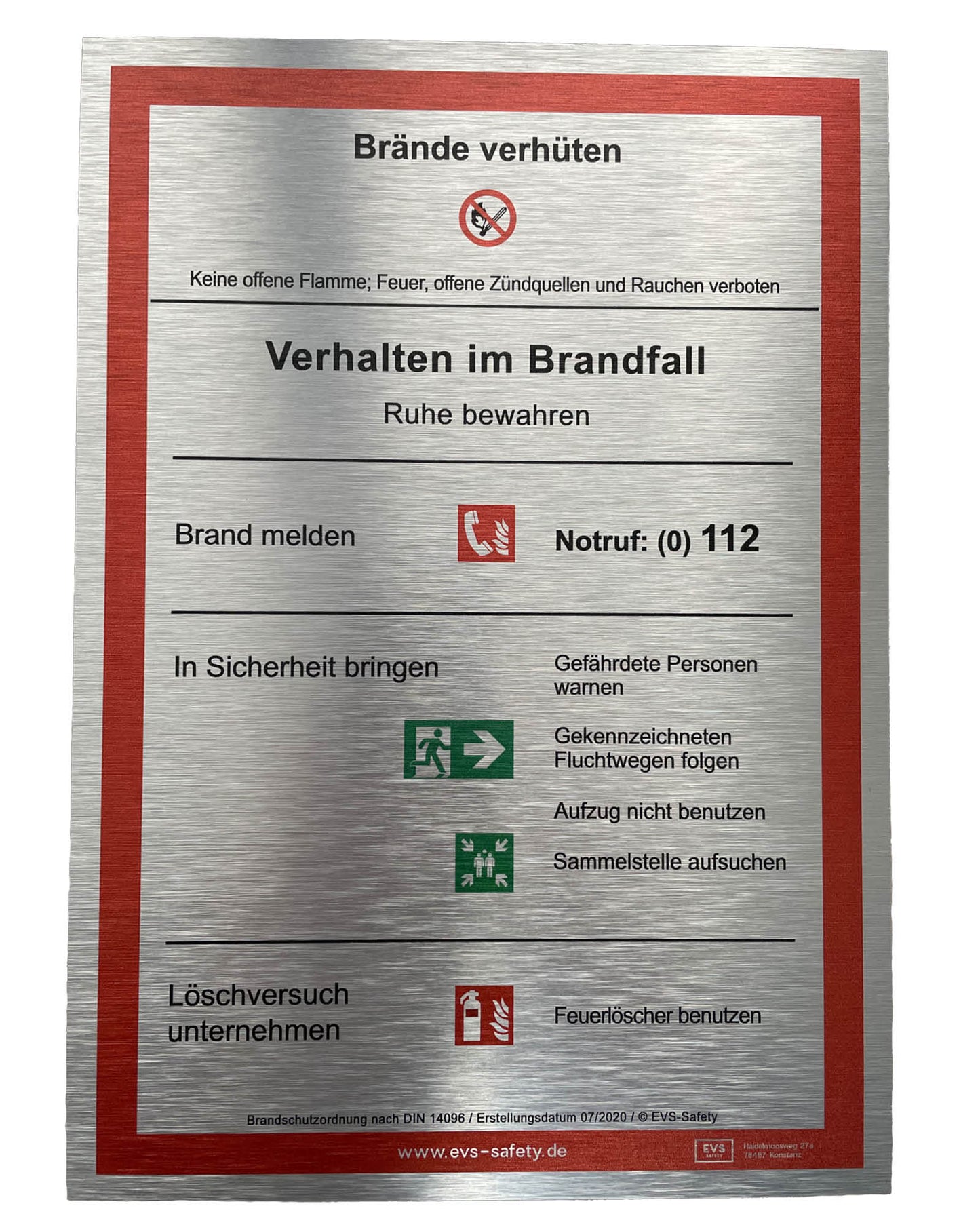 Premium-Schild Aluminium “Verhalten im Brandfall” – Brandschutzordnung Teil A*