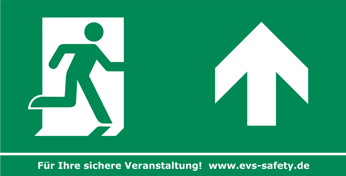 Fluchtweg-Banner “Notausgang” (geradeaus) für Bauzäune