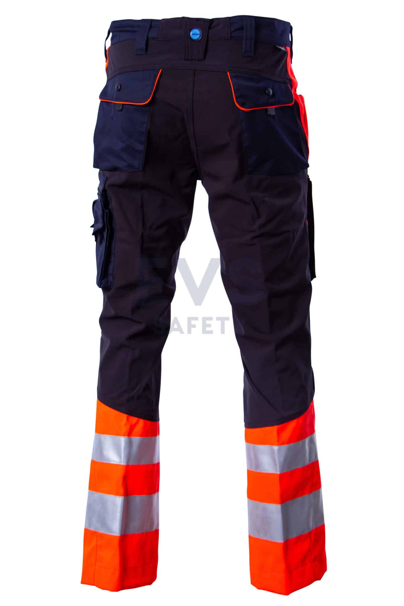 Hüsler Einsatzhose Ready, leuchtrot/blau/schwarz, Membrane im Knie