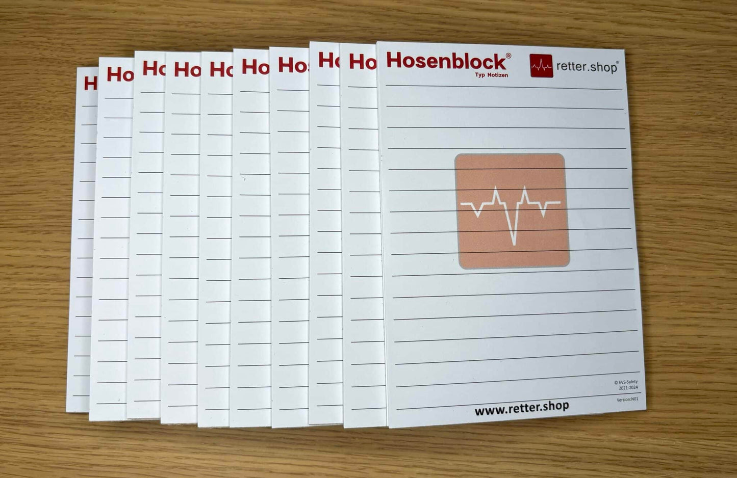 Hosenblock für den Rettungsdienst, Typ Notizen; Paket mit 10 Blöcken, Block DIN A6