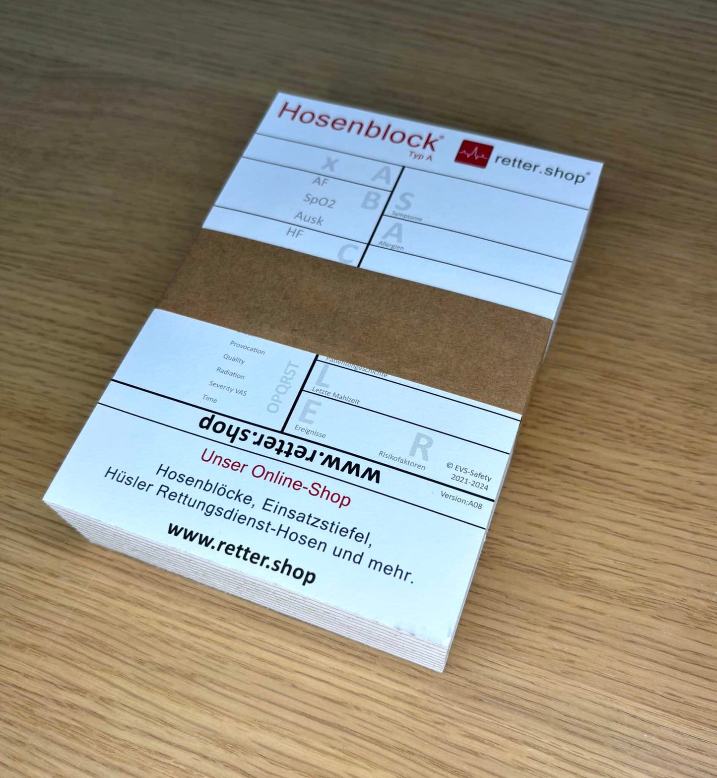 Hosenblock für den Rettungsdienst, Typ A; Paket mit 10 Blöcken, mit ABCDE-Schema, Block DIN A6