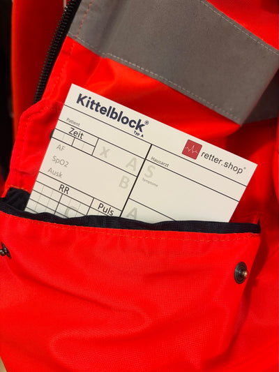 Kittelblock für den Rettungsdienst, Typ A; Paket mit 10 Blöcken, mit ABCDE-Schema, Block DIN A6