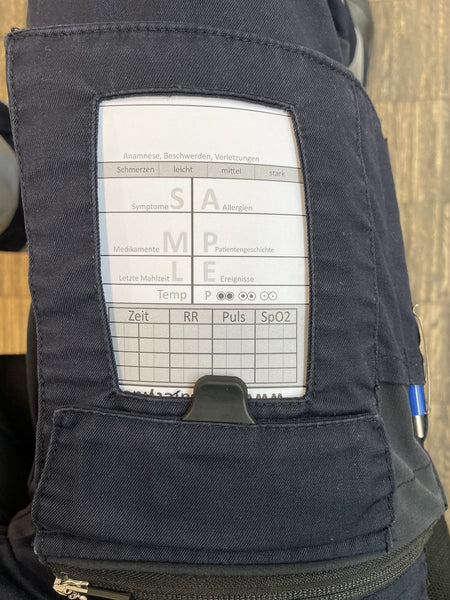 Hosenblock für den Sanitätsdienst, Typ SAN; Paket mit 10 Blöcken, mit SAMPLE-Schema, Block DIN A6