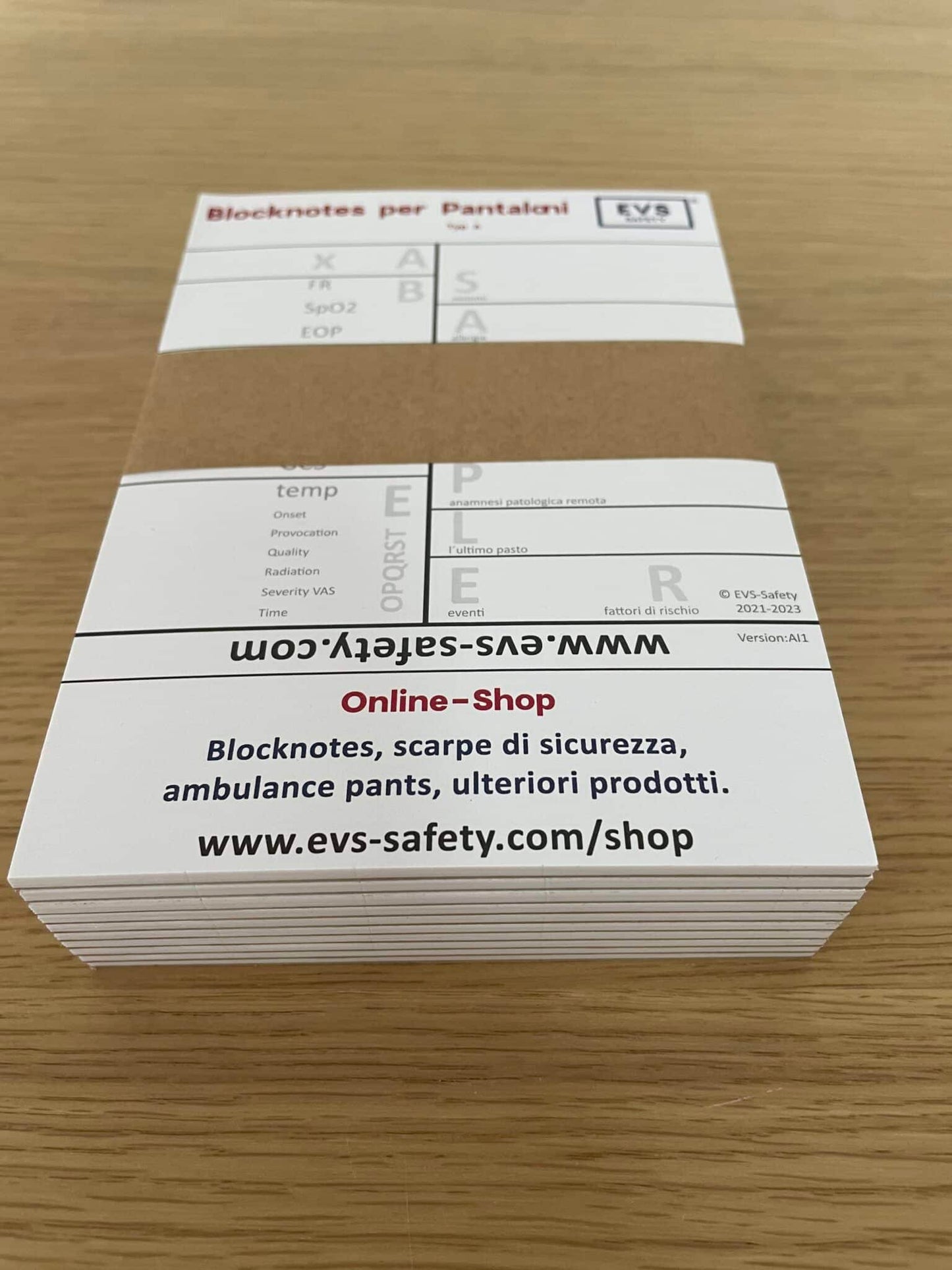 Blocknotes per Pantaloni (typ A, versione italiana) per paramedico, con schema ABCDE, confezione da 10 blocchetti, formato A6
