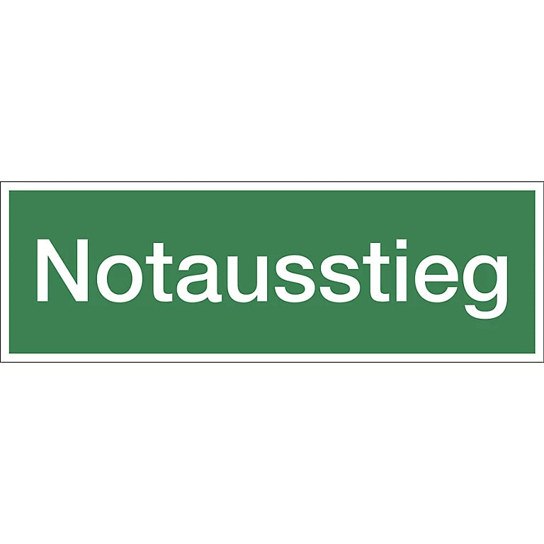 Notausstieg (ausgeschrieben) – Aufkleber & Schild