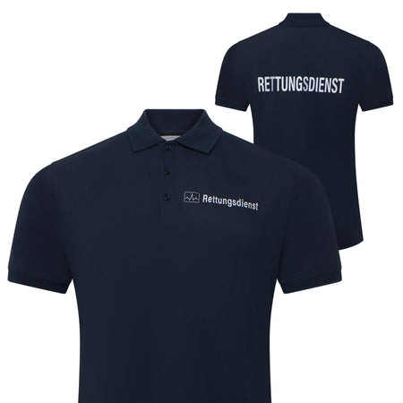 Premium Polo-Shirt Rettungsdienst navy, Reflex-Flock - waschbar bis 60°C