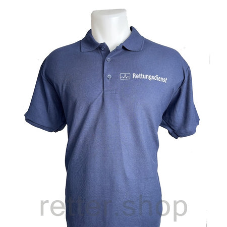 Polo-Shirt Rettungsdienst blau, Flock hinten und vorne - Ansicht 2