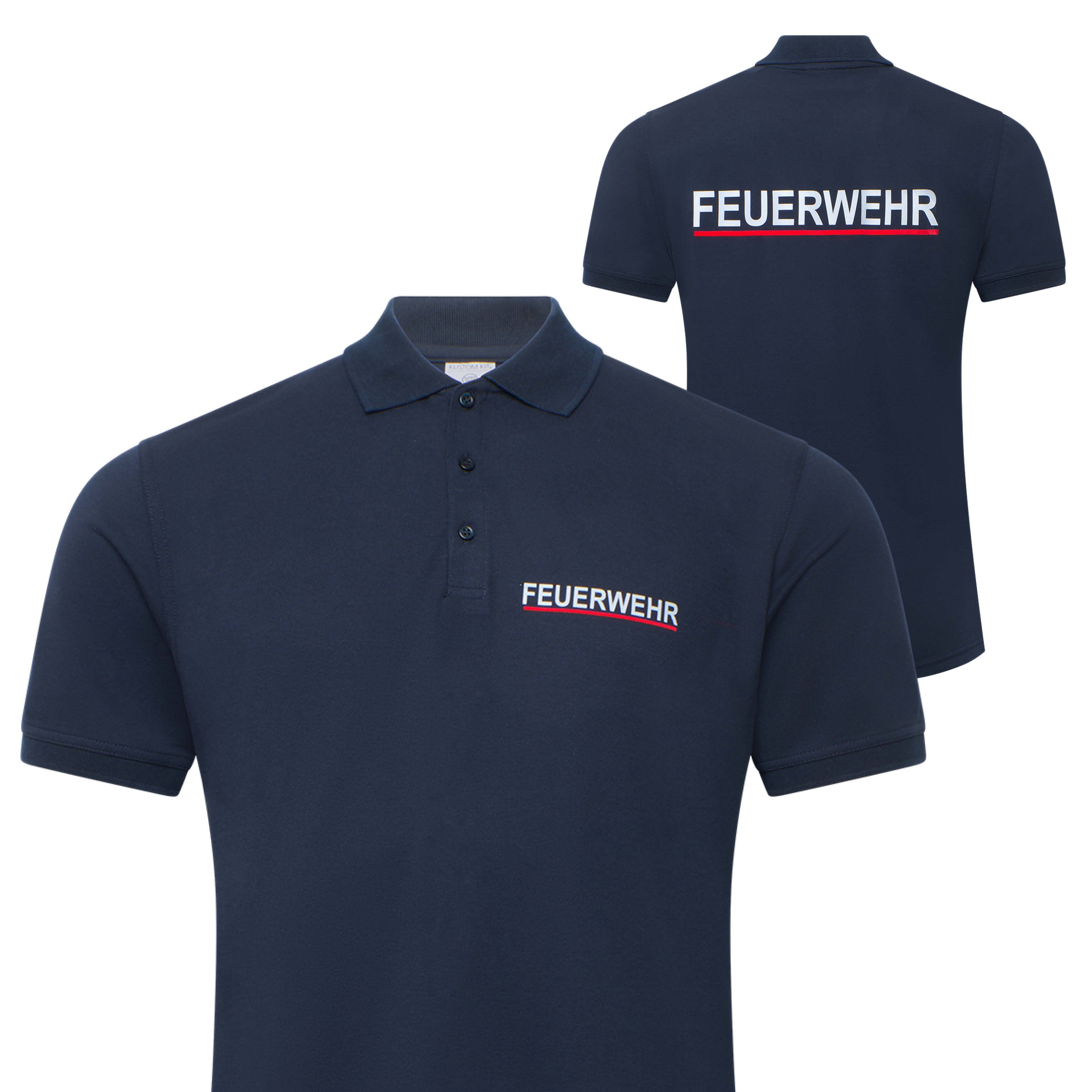 Premium Polo-Shirt Feuerwehr navy, Reflex-Flock - waschbar bis 60°C