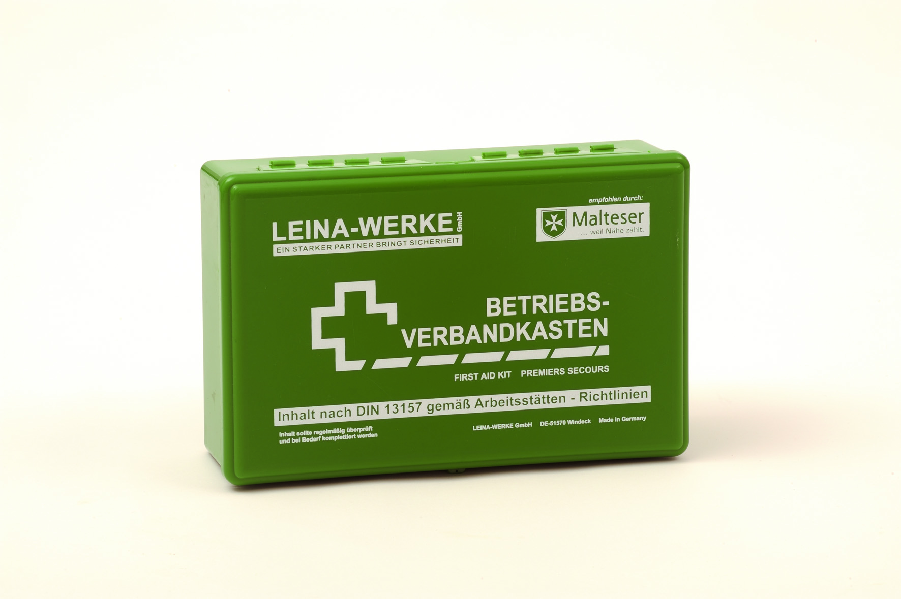 Betriebsverbandkasten mit Gummidichtung Inhalt nach DIN 13157 C, grün