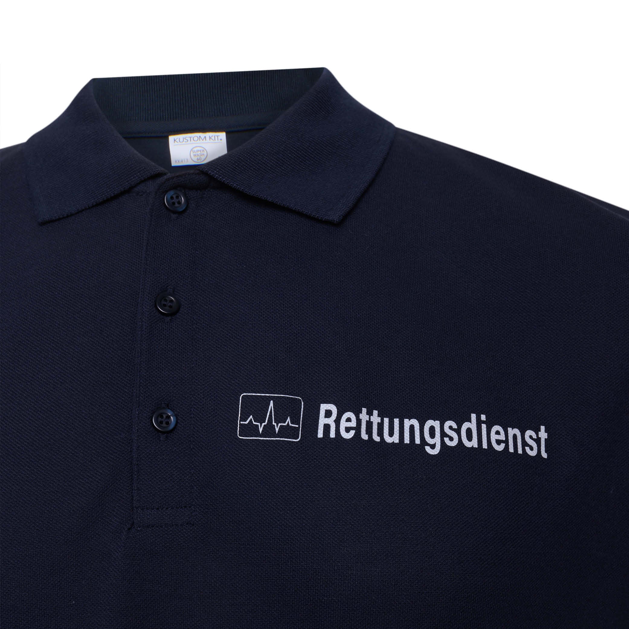 Premium Polo-Shirt Rettungsdienst navy, Reflex-Flock - waschbar bis 60°C
