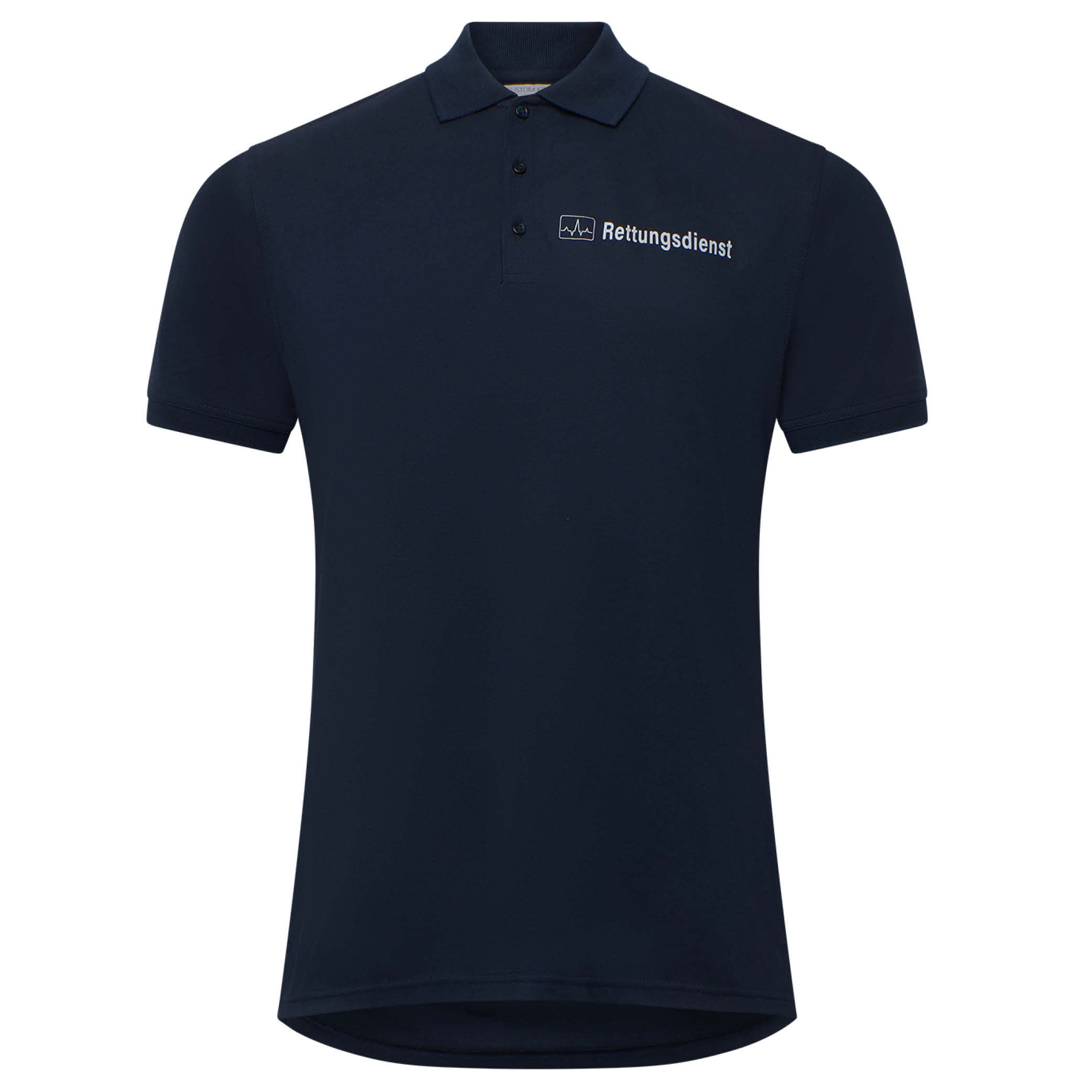 Premium Polo-Shirt Rettungsdienst navy, Reflex-Flock - waschbar bis 60°C