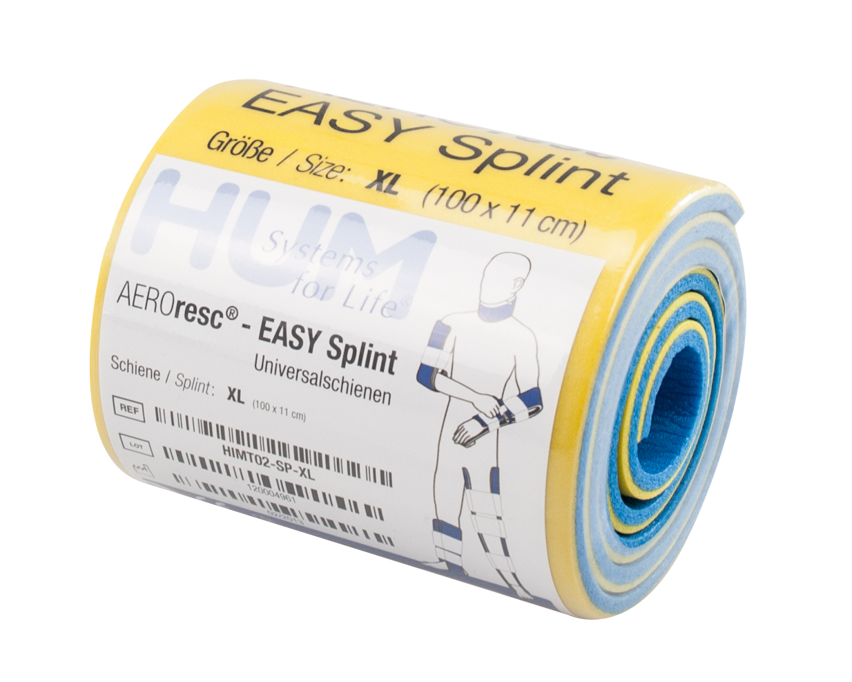 AEROresc Aluminium Schiene XL gelb/blau 100 x 11 cm, gefaltet