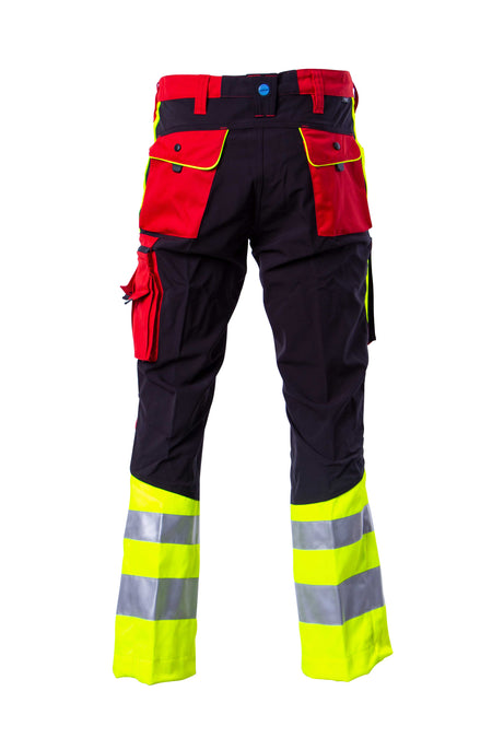 Hüsler Einsatzhose Rettungsdienst, rot/leuchtgelb/schwarz, Membrane im Knie - Ansicht 2