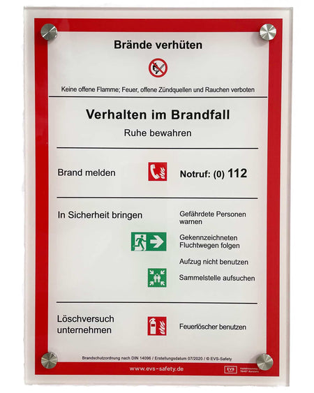 Premium-Schild Acryl “Verhalten im Brandfall” – Brandschutzordnung Teil A* - Ansicht 2