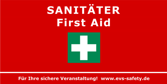 Banner “Sanitäter” für Bauzäune (Erste Hilfe, First Aid)