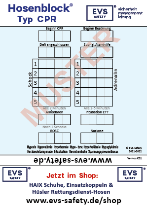 Hosenblock für den Rettungsdienst, Typ CPR; Paket mit 10 Blöcken, mit CPR-Zeitstempeln, Block DIN A6 - Ansicht 2