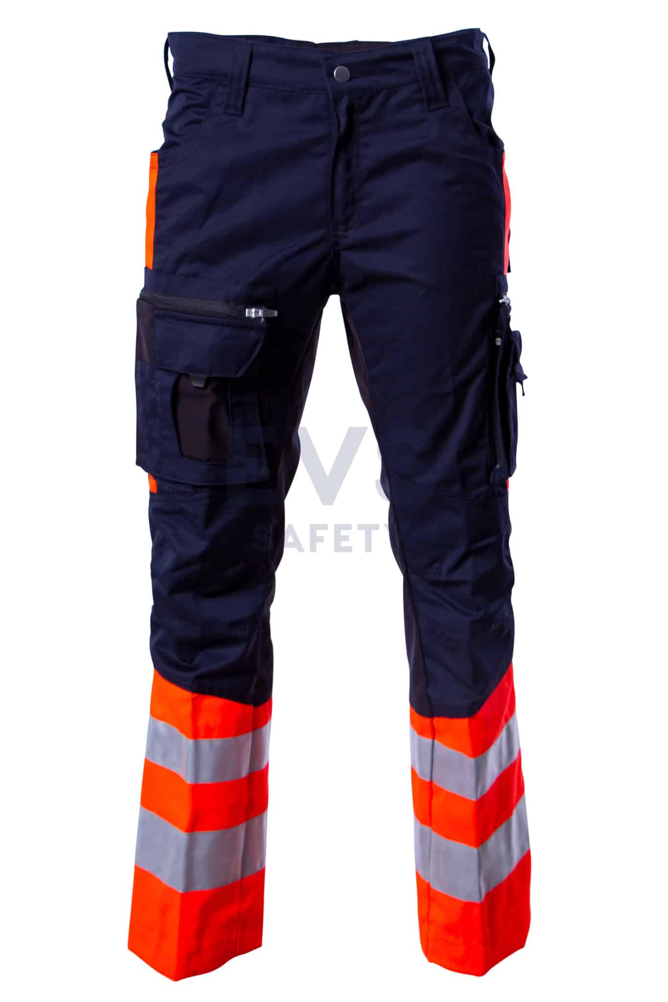 Hüsler Einsatzhose Ready, leuchtrot/blau/schwarz, Membrane im Knie