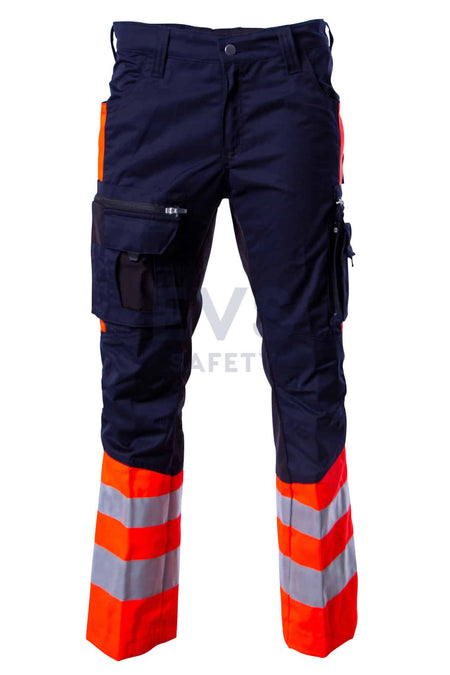 Hüsler Einsatzhose Ready, leuchtrot/blau/schwarz, Membrane im Knie - Ansicht 2