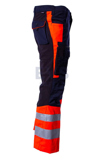 Hüsler Einsatzhose Ready, leuchtrot/blau/schwarz, Membrane im Knie