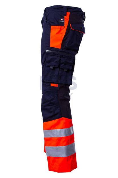 Hüsler Einsatzhose Ready, leuchtrot/blau/schwarz, Membrane im Knie