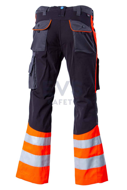 Hüsler Einsatzhose Rettungsdienst, leuchtrot/grau/schwarz, Membrane im Knie