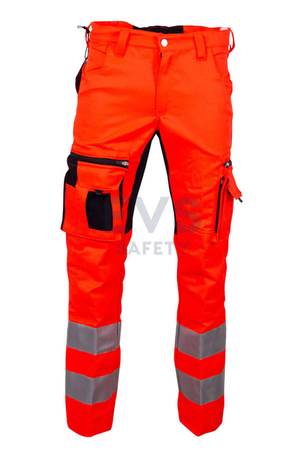 Hüsler Einsatzhose Ready, leuchtrot/schwarz, Membrane im Knie - Ansicht 2