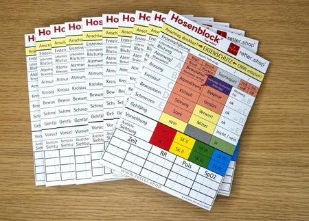 Hosenblock für den Rettungsdienst, Typ MANV; Paket mit 10 Blöcken, Block DIN A6 - Ansicht 2