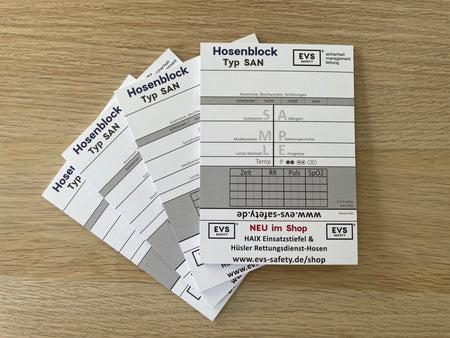 Hosenblock für den Sanitätsdienst, Typ SAN; Paket mit 10 Blöcken, mit SAMPLE-Schema, Block DIN A6 - Ansicht 2