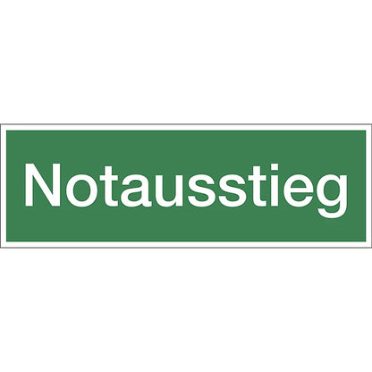 Notausstieg (ausgeschrieben) – Aufkleber & Schild