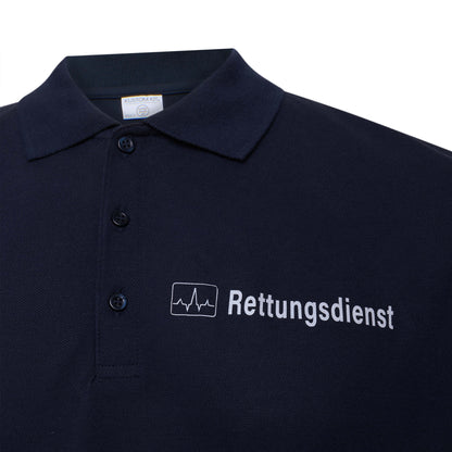 Premium Polo-Shirt Rettungsdienst navy, Relex-Flock - waschbar bis 60°C
