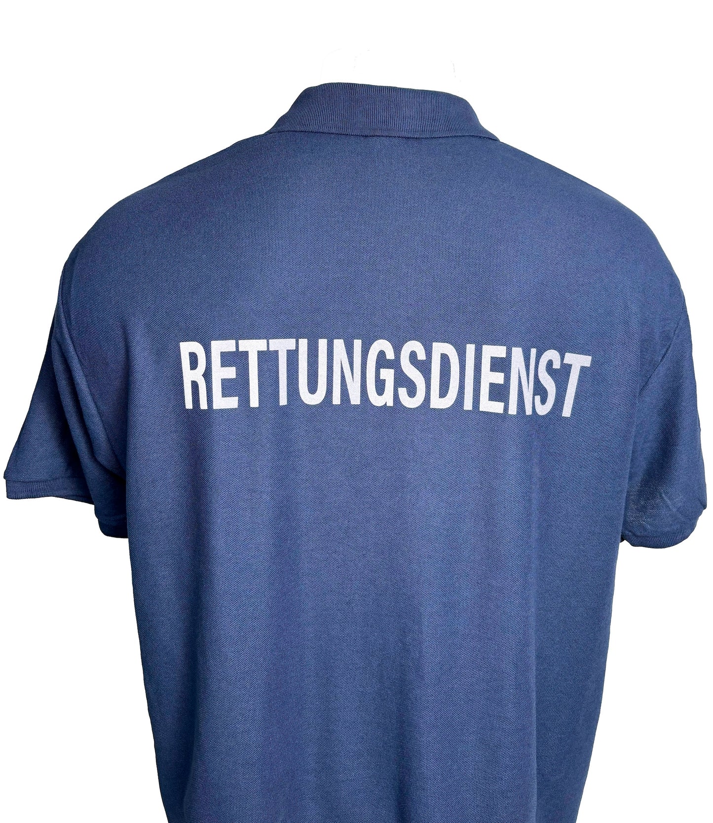 Polo-Shirt Rettungsdienst blau, Flock hinten und vorne