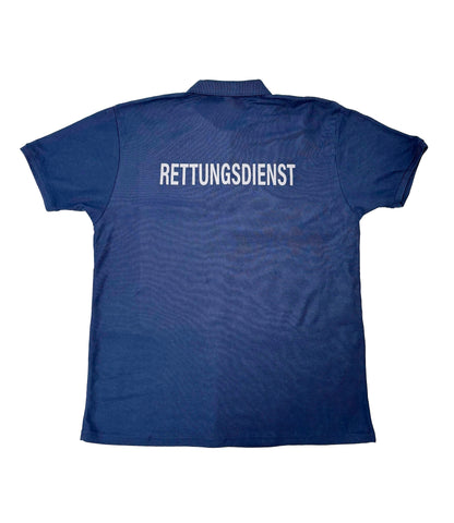 Polo-Shirt Rettungsdienst blau, Flock hinten und vorne
