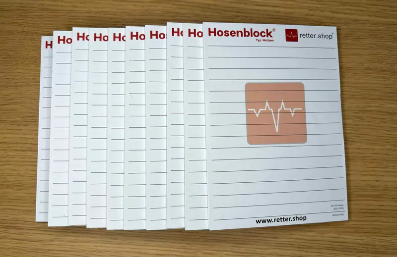 Hosenblock für den Rettungsdienst, Typ Notizen; Paket mit 10 Blöcken, Block DIN A6